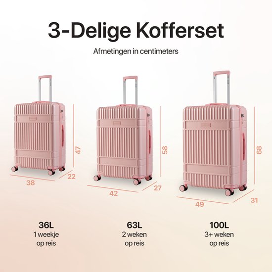 SKYCASES Classic Heritage - Großer Reisekoffer - TSA-Schloss - 76x52x30 cm - 100L - XL Rollkoffer - 360° geräuschlose Rollen - Leichtgewicht - Trolley - Pink