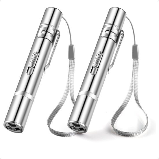 Tech Essentials 7-In1 Laser Pen - Rot - Wiederaufladbar - Muster - UV-Licht - Schweißlicht - Laser Katze - Hund - Katzenspielzeug - Hundespielzeug - Welpe - Katze - 2-Pack