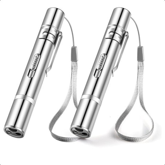 Tech Essentials 7-In1 Laser Pen - Rot - Wiederaufladbar - Muster - UV-Licht - Schweißlicht - Laser Katze - Hund - Katzenspielzeug - Hundespielzeug - Welpe - Katze - 2-Pack