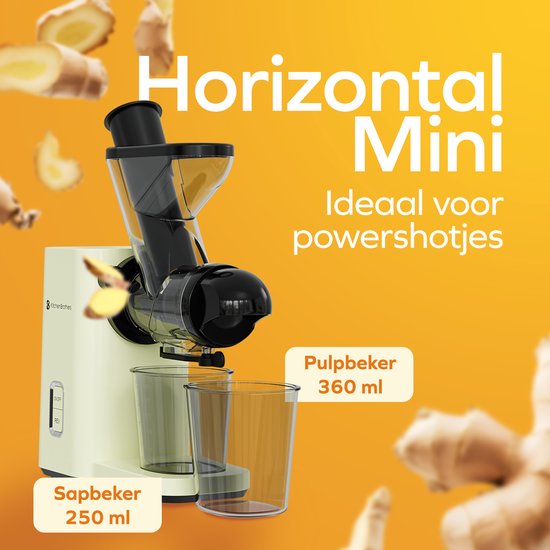 KitchenBrothers Slowjuicer - Mini-Entsafter - Gemüse- und Obstpresse - 40 mm und 50 mm Einfüllöffnung - 400 ml - Kampagne