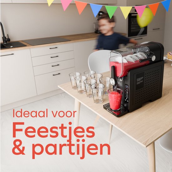 KitchenBrothers Slush Puppy Maker - 1.6L - 6 Ständer - BPA-frei - Slushi-Maschine - Eiscreme-Maschine - Schwarz