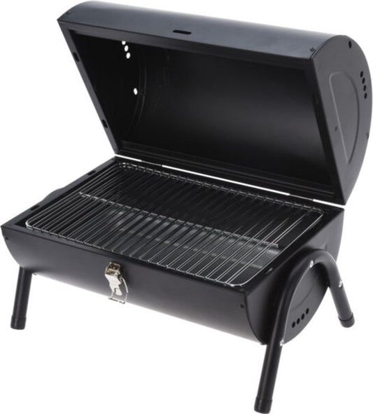 Holzkohlegrill - Zylinderform - Tischmodell - Mattschwarz