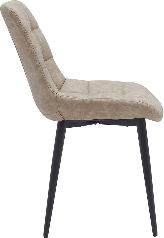VVD Esszimmerstuhl - beige - schwarz - Metallgestell - industriell - 2er Set