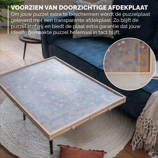 BR-2216 Puzzlebrett mit 6 Schubladen - Puzzlebrett / Puzzletisch für 1000 Teile - inklusive Abdeckplatte