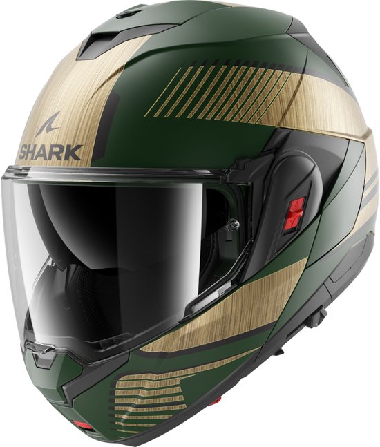 Shark Oxo Systemhelm Motorradhelm Sikter matt grün gold - Größe M