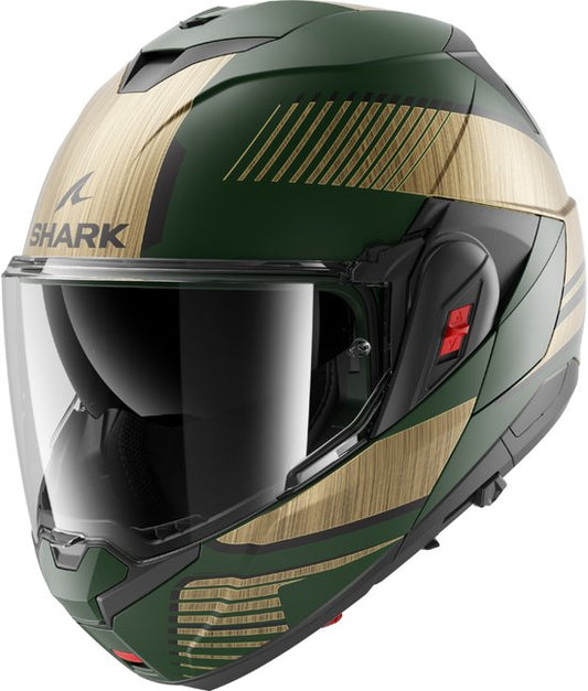 Shark Oxo Systemhelm Motorradhelm Sikter matt grün gold - Größe M