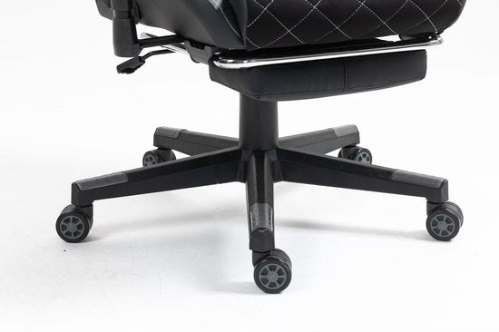 VDD Gaming - Game Chair - Game Chair mit Fußstütze - Game Chair Schwarz - Gaming Chair - Bürostuhl Gaming - Ergonomischer Bürostuhl - Mit Nackenkissen & verstellbarem Rückenkissen - Game Chair mit Fußstütze - Ergonomischer Game Chair - Drehstuhl - Schwarz