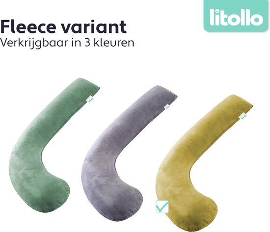 LitolloÂ¬Ã† Umstandskissen (J-Form) - Stillkissen - Körperkissen - Seidenkissen - Körperkissen - Weicher Fleecebezug XXL 145cm - Ockergelb