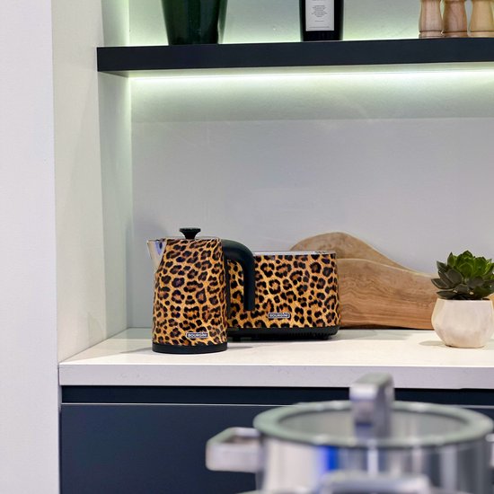 Bourgini Trendy Panther Kettle - Stilvoller Wasserkocher mit Panther-Print für moderne Küchen