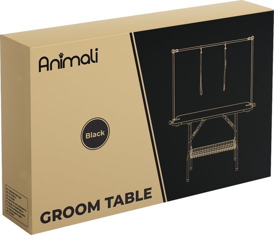 Animali Grooming Table - Pflegetisch für Hunde/Katzen - Hundepflegetisch - Zusammenklappbar - Leinenoption - Ablagekorb - 80KG Tragfähigkeit - Schwarz