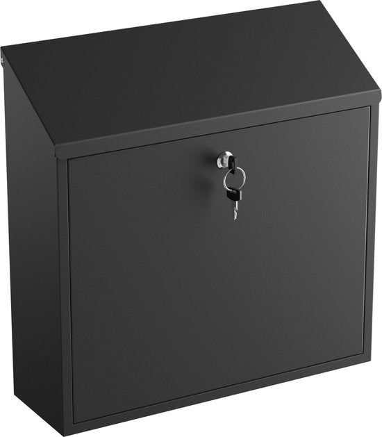 Avalo Briefkasten Schwarz Edelstahl - Wandbriefkasten - Inkl. Montagematerial & 2 Schlüssel