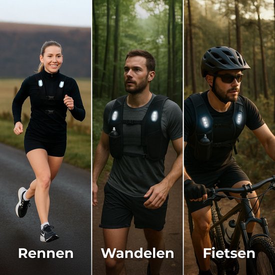 Nuvance Laufweste - 3x LED - Laufweste mit Beleuchtung - Laufweste - Laufweste inkl. Trinkflasche und Handytasche - Universal
