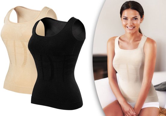Milanoro - Figurkorrigierendes Unterhemd für Frauen - Schwarz - XL
