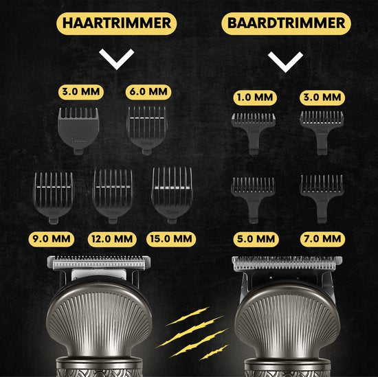 6-in-1 Barttrimmer Männer - Trimmer für Bart und Körper - Inkl. 6 Aufsätze - Body Groomer Männer - Body Trimmer Männer - Clippers - 0.5-15MM - Nase und Ohren - Multitrimmer - Haartrimmer - Trimmgerät Bartmaschine - Multigroomer