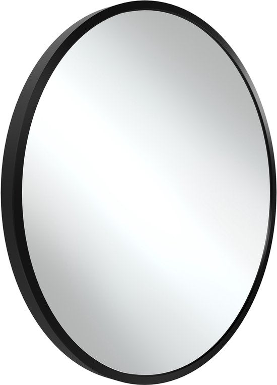 tectake® - Wandspiegel rund Fiona - Badezimmerspiegel - Spiegel rund mit stabilem Aluminiumrahmen - Spiegel für Bad, Wohn- oder Schlafzimmer - Durchmesser 80 cm