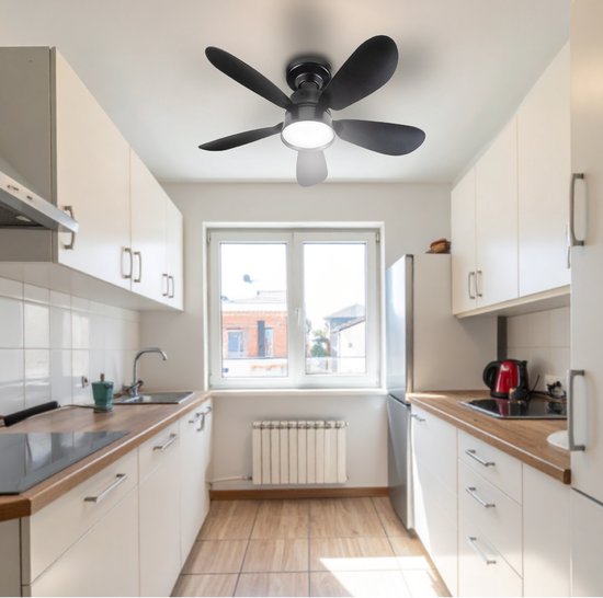 LED's Light – Schwarzer Deckenventilator mit Leuchte – Ø 53 cm – Einstellbare Lichtfarbe – 25 W, 1100 lm, 3000 K/6500 K – Deckenleuchten mit Ventilator und Leuchte