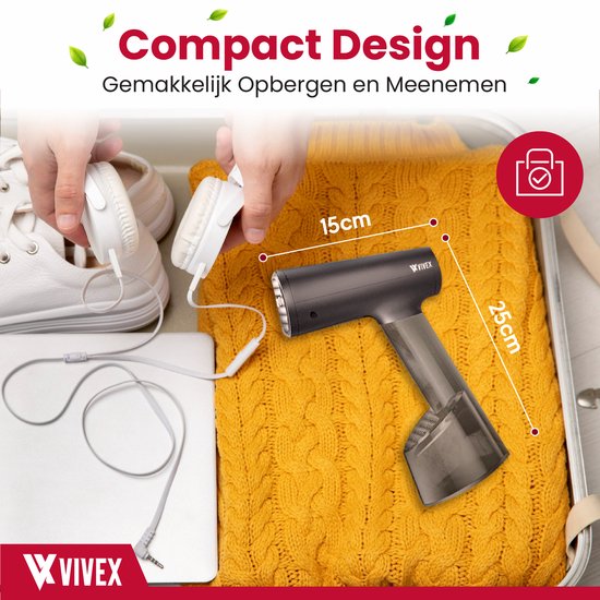 Vivex® Wäschedampfer - Handdampfer für Kleidung - Dampfer - kostenloser Aufsatz + Extra-Behälter