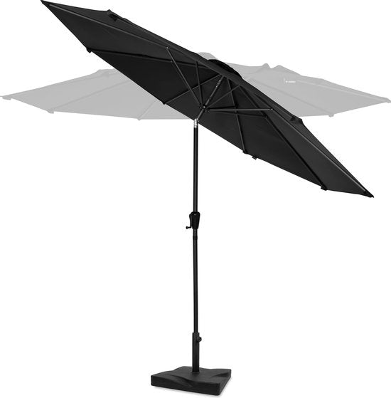 VONROC Premium Stick Sonnenschirm Recanati Ø300cm - Inkl. Sonnenschirmfuß & Schutzhülle - Runder Sonnenschirm - Neigbar - UV-beständiges Tuch - Schwarz