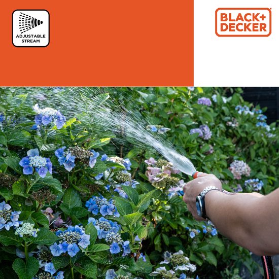 BLACK+DECKER Verstellbare Düse - Sprühpistole für Gartenschlauch - Einstellbarer Wasserdurchfluss - 12 x 3.5 x 3.5 CM - Orange/Schwarz