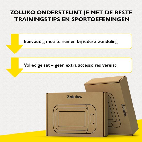 Zoluko Schrittzähler - Inkl. Batterie, Trageclip, Tragekordel und E-Book - 3D-Technologie - Großer Bildschirm - Hosentaschen-Schrittzähler - Schrittzähler - Activity Tracker - Activity Tracker - Schrittzähler Clip - Schrittzähler - Schwarz