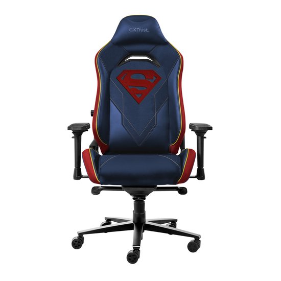 Trust GXT 721SM Ruya Pro Superman Edition - Premium Gaming Chair - Nackenkissen - verstellbare Rückenlehne - höhenverstellbar - Rücken- und Armlehnen verstellbar - Superman Blue