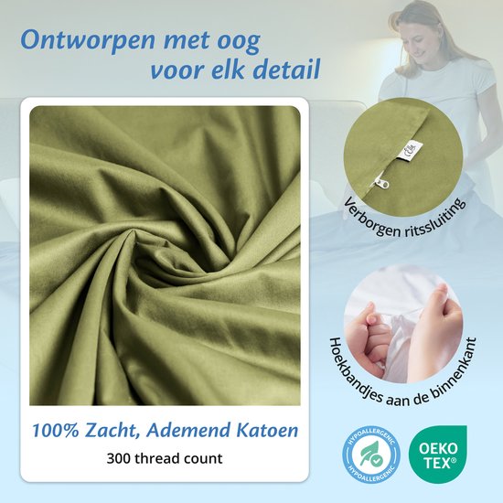 Bezug für Ellas Schmusedecke 150 x 200 CM - 7 KG & 9 KG - Bezugshülle aus 100% Bio-Baumwolle - Helles Olivgrün