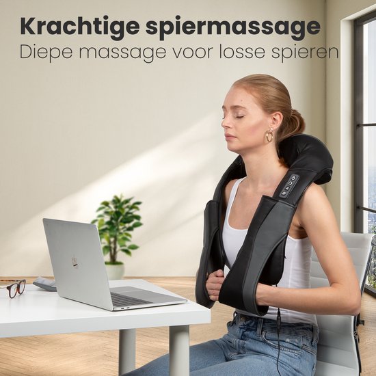 Auronic Shiatsu Massagekissen - Elektrisches Nackenmassagegerät - Nacken und Schultermassagegerät - Infrarot - Schwarz