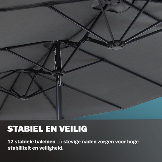 Kingsleeve Doppel-Sonnenschirm XXL - 460x270cm UV-Schutz - Anthrazit