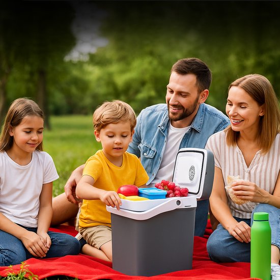 Outbee Coolbox - Kühlbox elektrisch 12v 230 volt - Kühlbox Auto - 21L - Geeignet für 1,5 Liter Flaschen - Grau