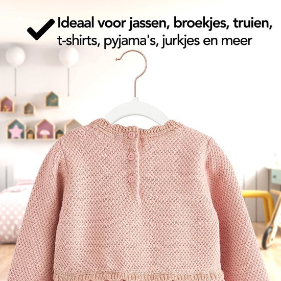 Brixy 50 Baby Kleiderbügel - Weiß - Kinderkleiderbügel - Kleiderbügel aus Samt - Hosenbügel