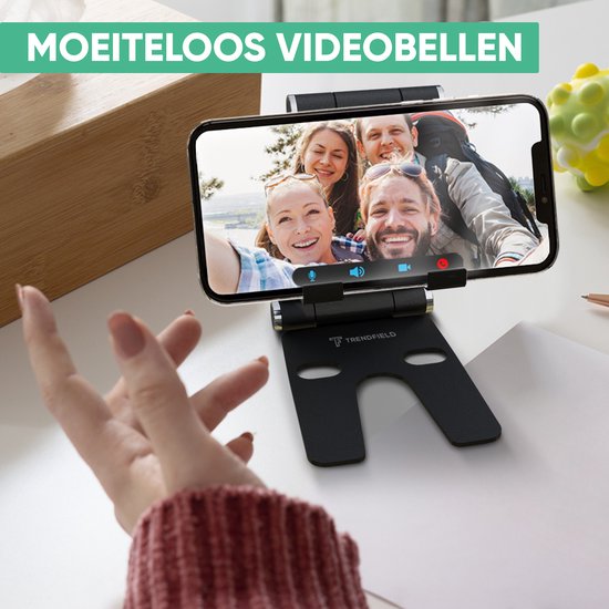 Serve Phone Stand XL - Aluminiumhalterung für Handy & Tablet - Telefonhalterung für den Schreibtisch - Zusammenklappbarer Telefonständer TTH105 - Schwarz