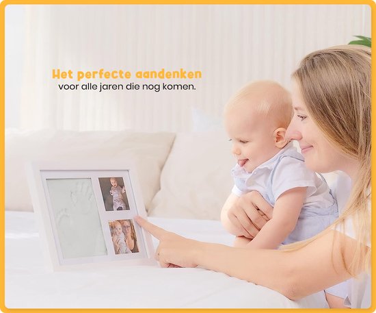 Frummel Baby Bilderrahmen mit Lehmabdruck (Gipsabdruck Baby) - Besser als Gipsabdruck - Lehmabdruck Baby Fuß und Hand - Mutterschaftsgeschenk Mädchen / Mutterschaftsgeschenk Junge - Baby Shower