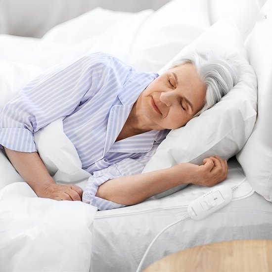 Bloomfold Electric Blanket - 150 x 80 cm - Maschinenwaschbar - 1 Person - 3 Stufen - Wärmedecke - Weiß/Polyester