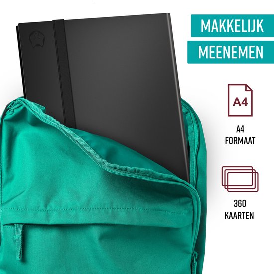 NAPI Sammelmappe 360 Karten - Profi-Bindemappe für Karten - Sammelkartenmappe - 9 Fächer - Premium-Kartenmappe - 20 Seiten - A4-Format - Schwarz