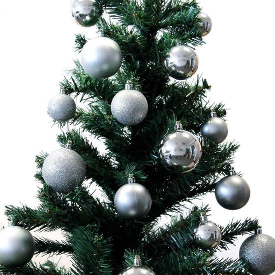 Weihnachtsgeschenke Weihnachtskugeln Set Silber - 70 Stück Plastik Weihnachtskugeln - Inkl. Weihnachtskugeln Aufbewahrungsbox - Ø4/5/6 cm