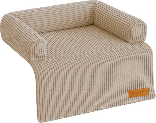 By Cee Cee Original Hundedecke Bank - Hundedecke Bank - Hundekorb - Premium - Vollständig reißfest - Rippengewebe - Mocha Taupe - 75x90 - Größe S