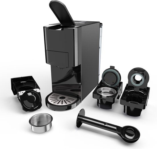 Princess 249454 Multi-Kapsel-Kaffeemaschine - 4 in 1 - Geeignet für Nespresso - Dolce Gusto Kapseln - Schwarz / Silber