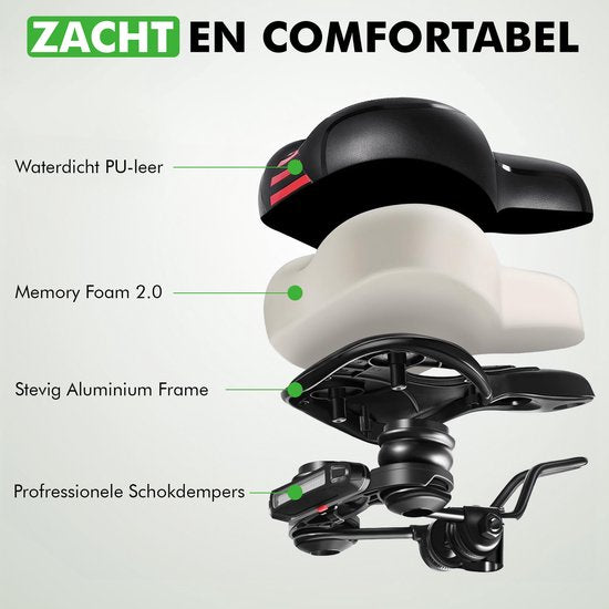 Travelhawk Fahrradsattel - City-Sattel - Extra komfortabel - Belüftung - Unisex - Schwarz