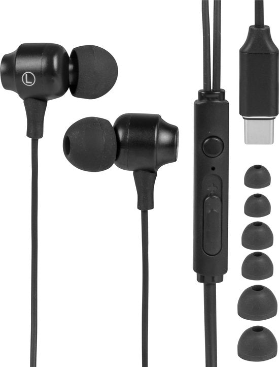 Nuvance - Schnurgebundene Ohrstöpsel - Schnurgebundene Ohrstöpsel mit Mikrofon - Schwarz
