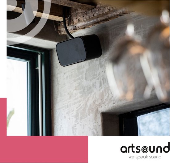 Artsound UNI30, 2er-Set Passivlautsprecher, 2-Wege-HiFi-Lautsprecher, 20-60 Watt, Wandhalterung mit Kugelgelenk, geeignet für Räume bis 40 m² wie Küche, Café, Lager, Farbe: schwarz