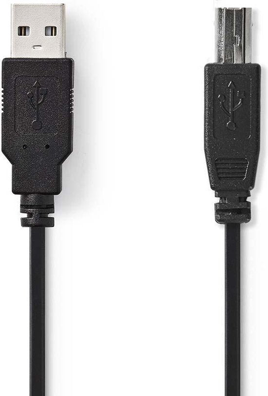 USB-Kabel - USB 2.0 - USB-A Male - USB-B Male - 7,5 W - 480 MBit/s - Vernickelt - 1,00 m - Rund - PVC - Schwarz - Etikett