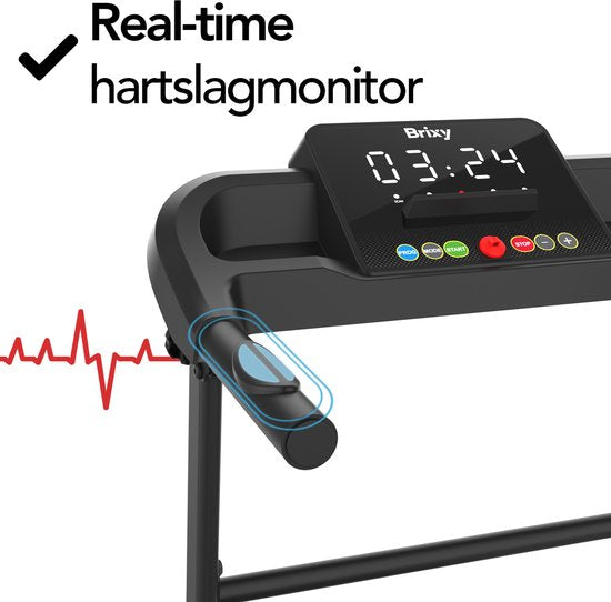 Brixy Laufband - Zusammenklappbar - Laufband - 12 Programme - Tablet-Halterung - Steigungsfunktion - Laufband - 1-12km/h