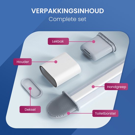 Roegaarden WC-Bürste mit Halter - Toilettenbürste - Silikon - Freistehend und hängend - Weiß