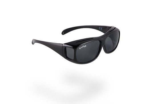 SPACEFLIGHT Overhead Sunglasses - Sonnenbrille in Schwarz - Polarisierte Brille - Unisex - Für Brillen mit einer Breite von maximal 150 mm und einer Höhe von 40 mm - Filterkategorie: 3