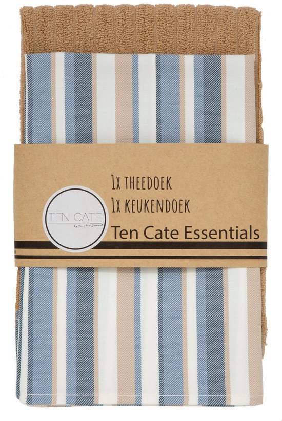 Ten Cate Geschirrtücher und Küchentücher Set - Geschirrtücher und Handtücher Set - Küchenset Geschirrtücher und Küchentuch - Küchentuch - 1x Küchentuch 50x50 cm - 1x Küchentuch 60x65 cm - Baumwolle - Blau und Sand