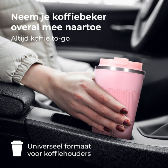 Castagnola Thermos Cup - Kaffeebecher To Go - Reisebecher für Kaffee und Tee - Teebecher - 380 ML - Edelstahl - Pink