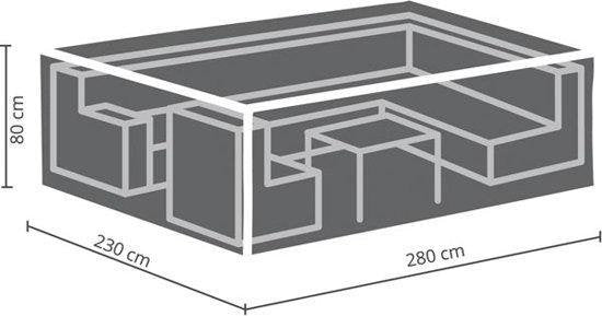 Perel Outdoor-Abdeckung für Garten-Set, grau, rechteckig, 280 cm x 230 cm x 80 cm