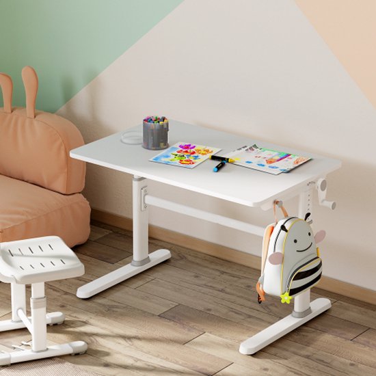 Kinderschreibtisch - Ergonomisch höhenverstellbar - Schultisch - Weiß
