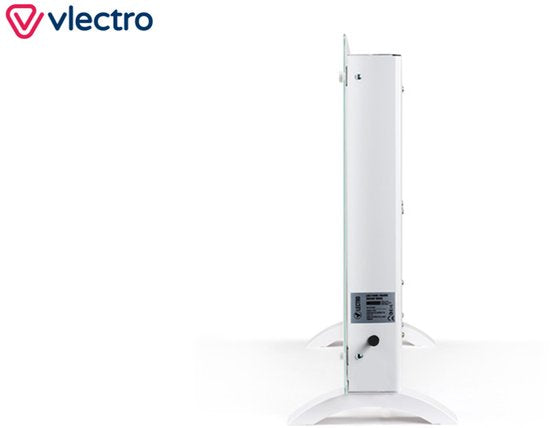 Vlectro - Elektroherd & Konvektor - 2000W - LED Display & Fernbedienung - Weißes Metall & Kunststoff - Wandmontage & freistehend - Energieeffizient mit Thermostat