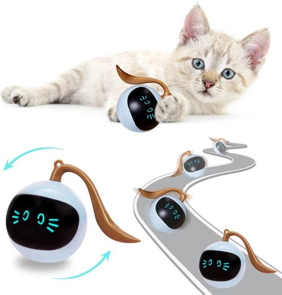 Otiume - Interaktiver Katzenball - Selbstrollend - USB Wiederaufladbar - weiß